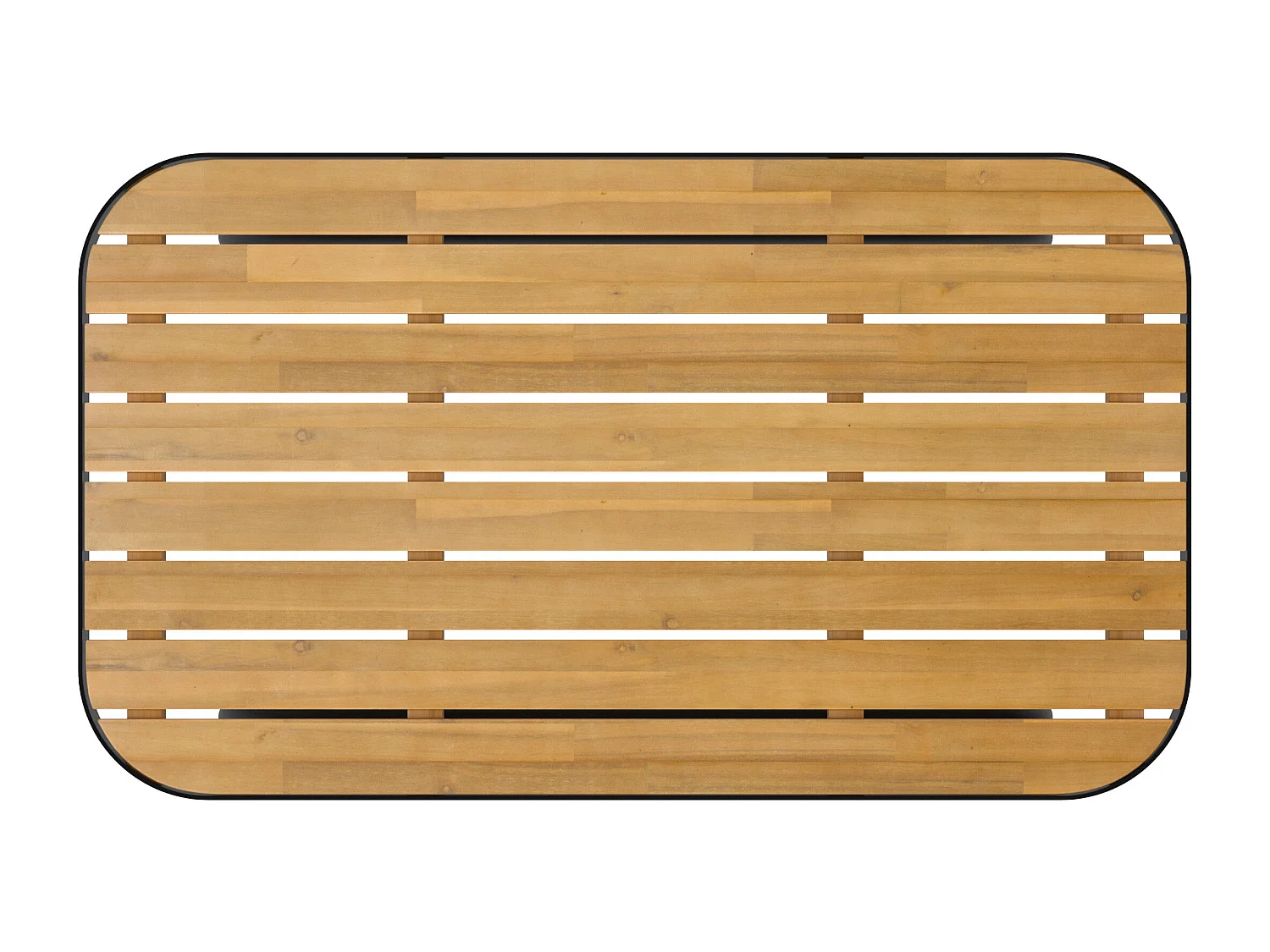 Table basse de jardin en bois d'acacia et pieds en métal noir - Samba