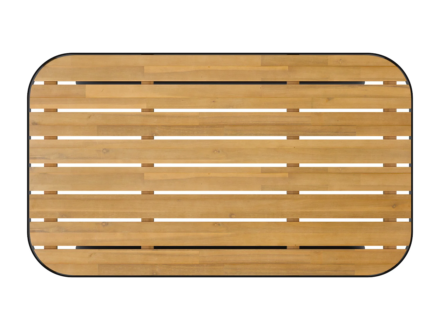 Table basse de jardin en bois d'acacia et pieds en métal noir - Samba