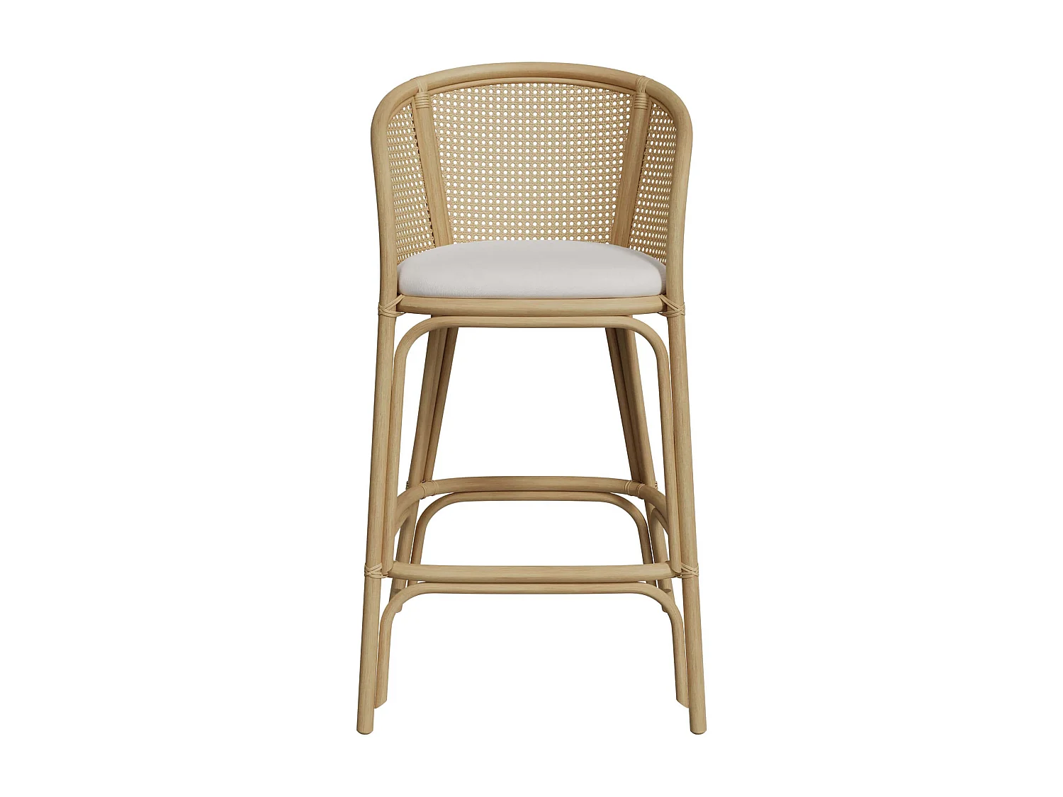 Chaise de bar en rotin et tissu crème 72 cm - Mélana