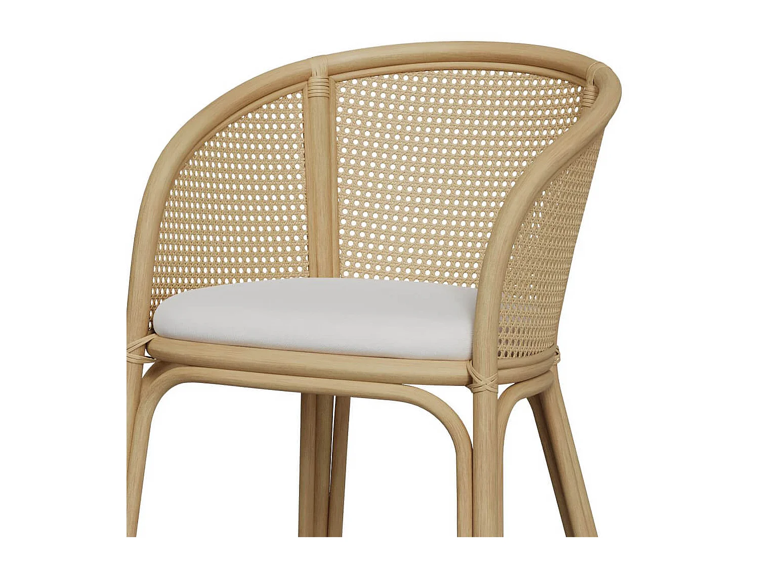 Chaise de bar en rotin et tissu crème 72 cm - Mélana