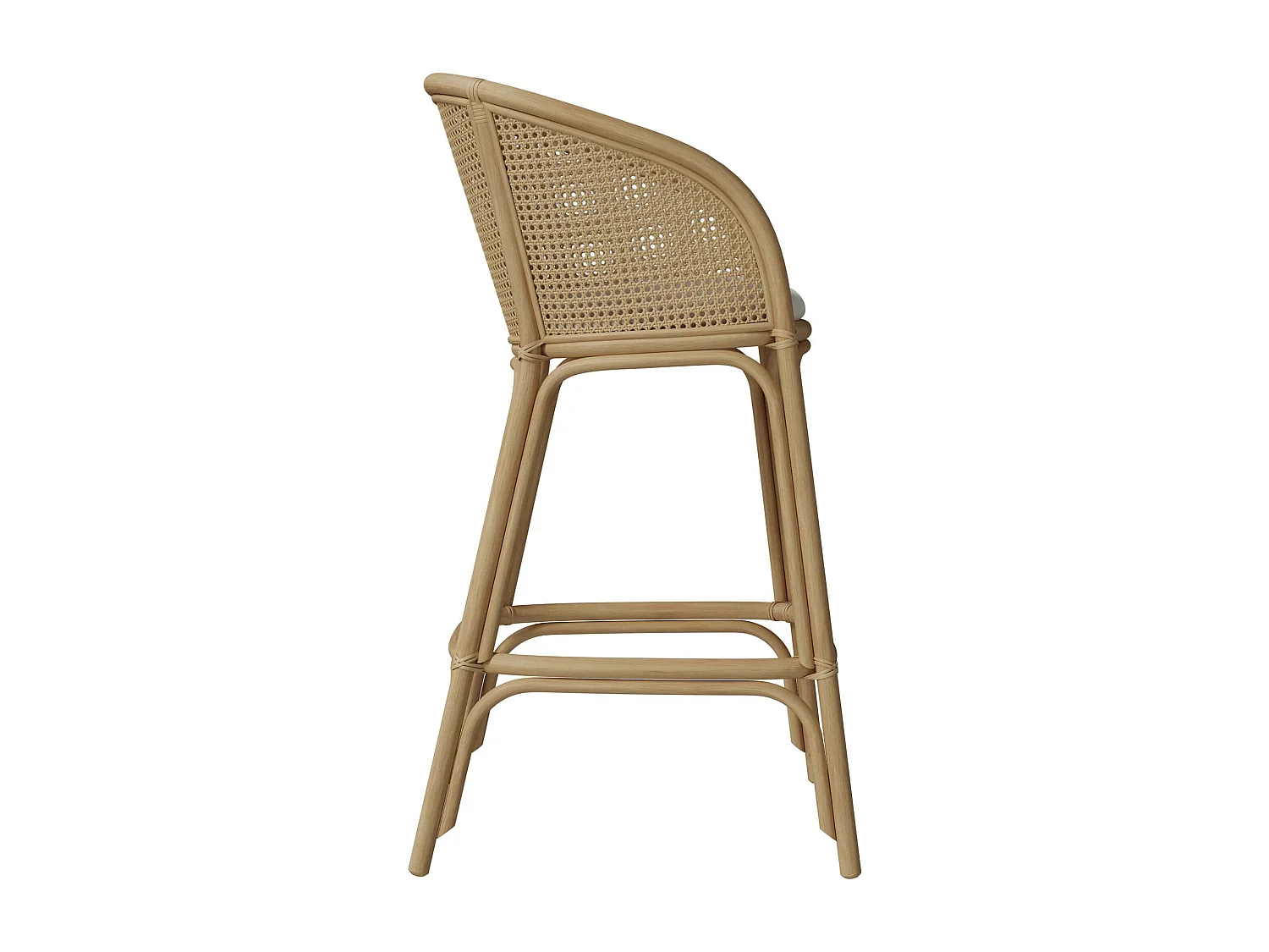 Chaise de bar en rotin et tissu crème 72 cm - Mélana