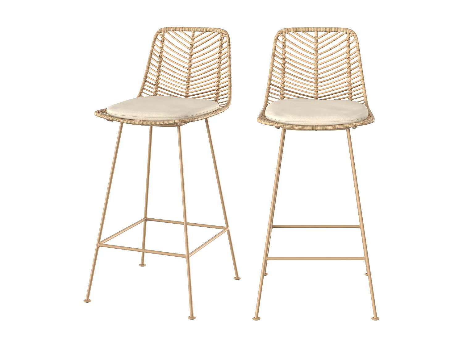 Set di 2 sedie per isola centrale in rattan naturale 66 cm - Tamara
