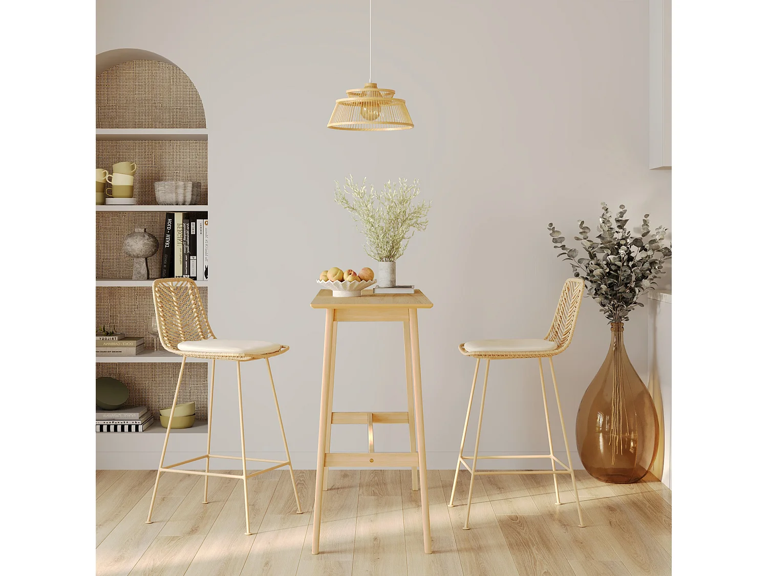 Set di 2 sedie per isola centrale in rattan naturale 66 cm - Tamara