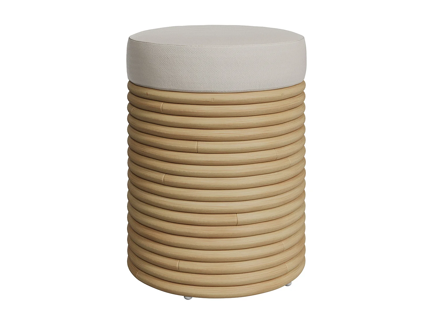 Sgabello in rattan e tessuto crema H 45 cm - Théa