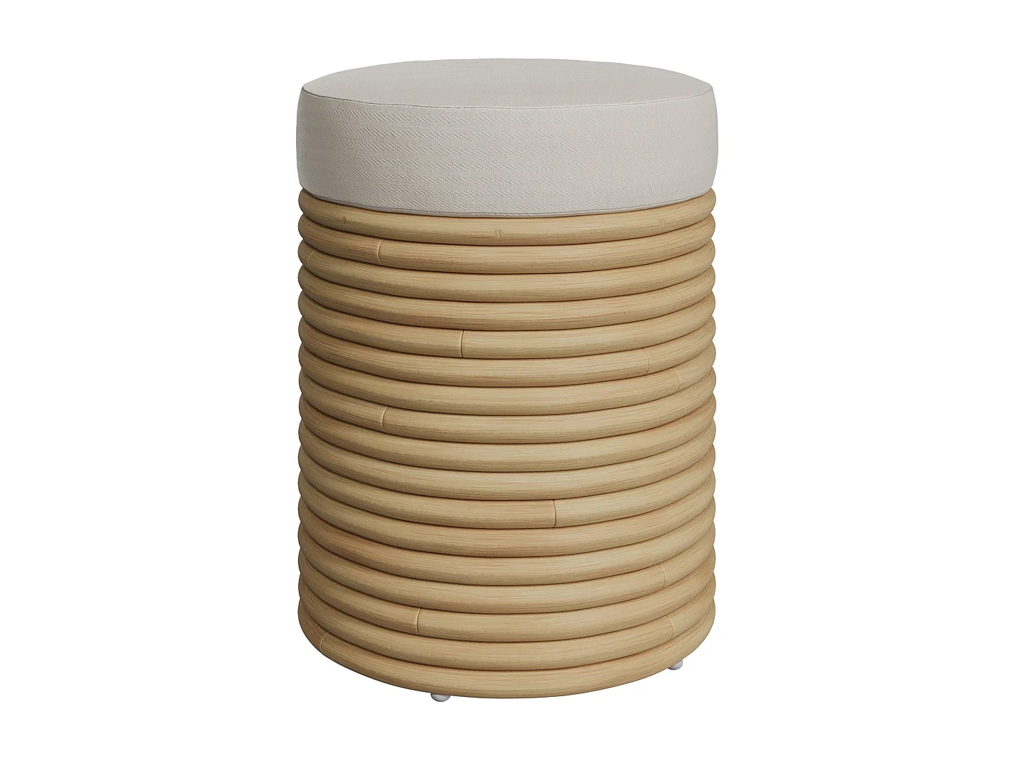 Sgabello in rattan e tessuto crema H 45 cm - Théa