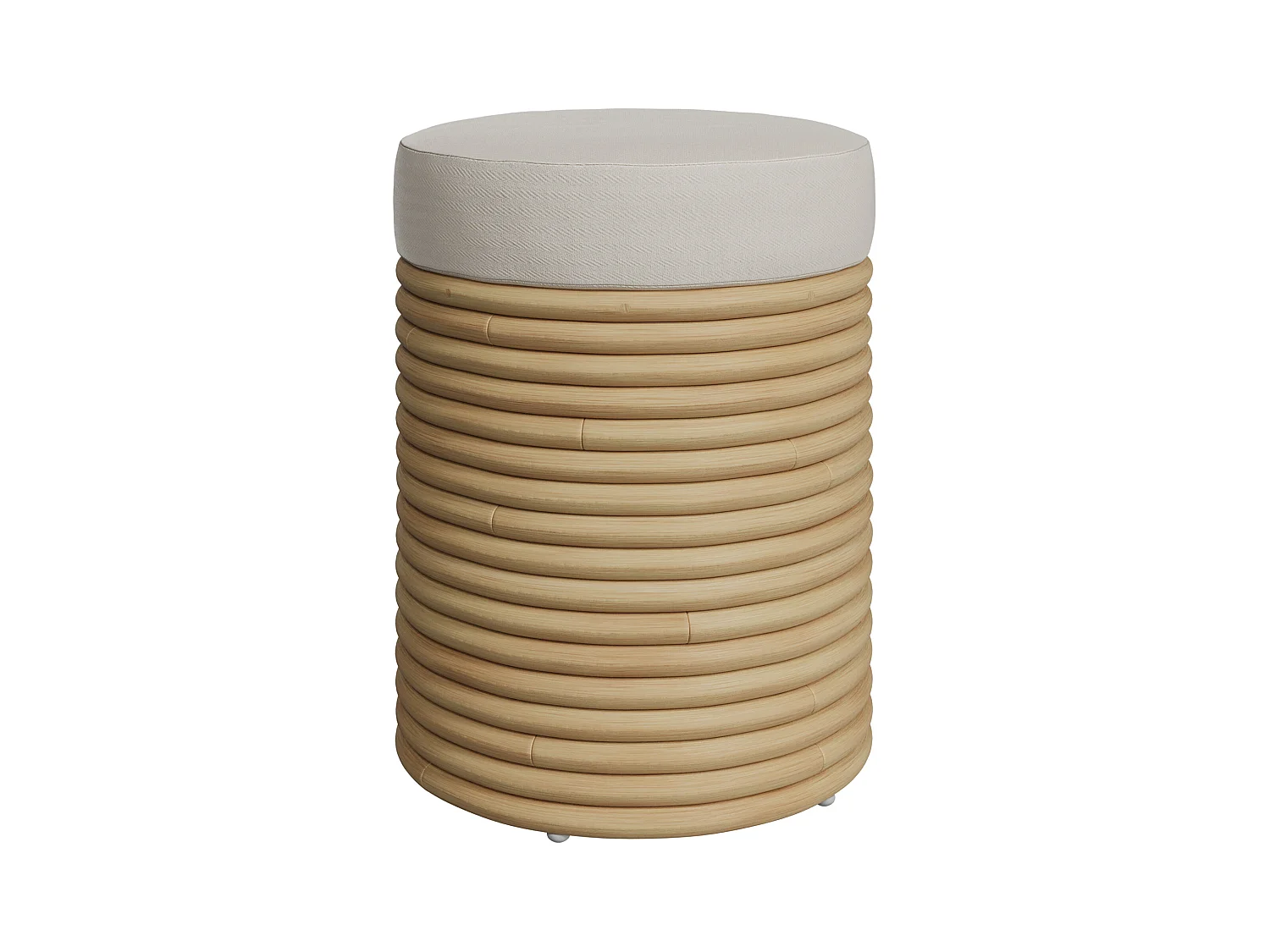 Tabouret en rotin et tissu crème H 43 cm - Théa