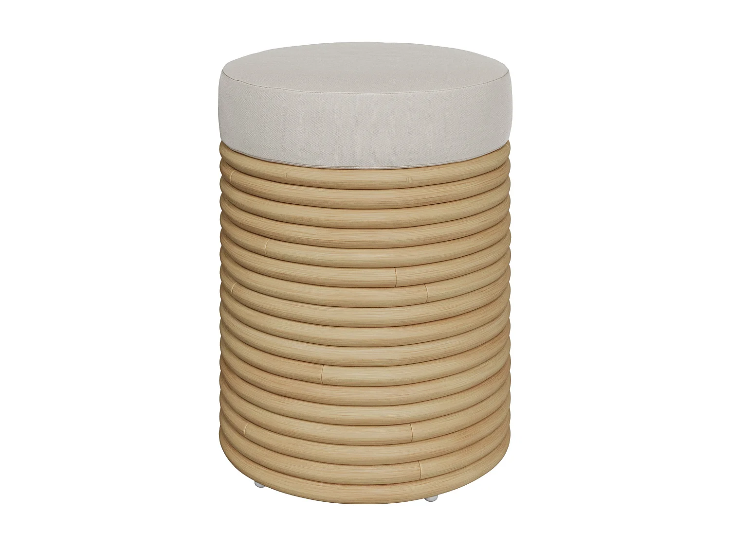 Tabouret en rotin et tissu crème H 43 cm - Théa