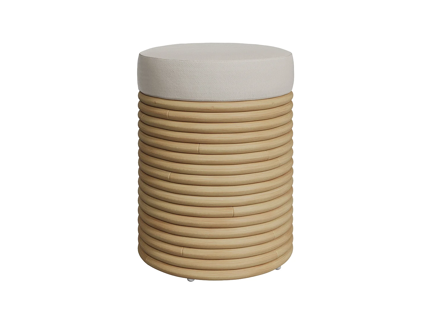 Taburete de mimbre y tela crema H 45 cm - Théa