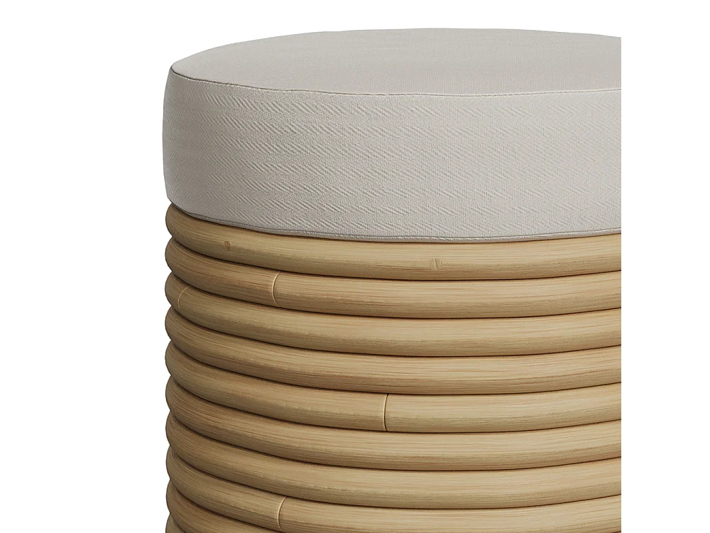 Taburete de mimbre y tela crema H 45 cm - Théa