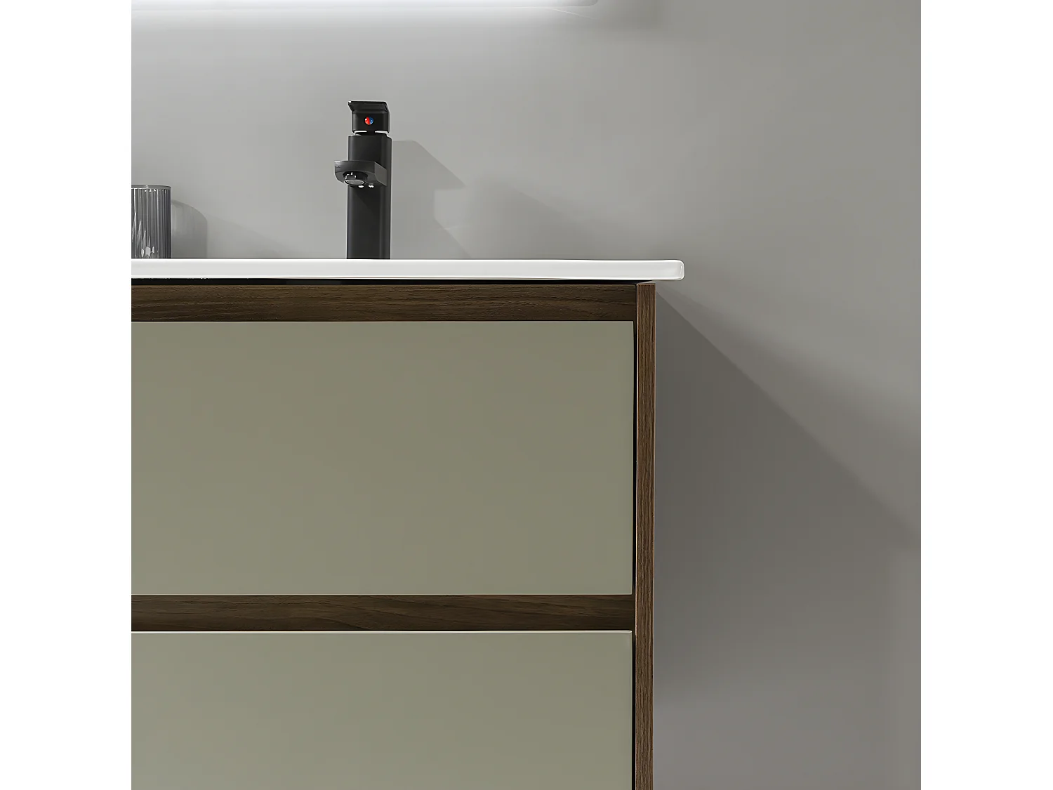 LuxuryBain - Meuble de salle de bain double vasque 120cm bois et vert avec miroir led