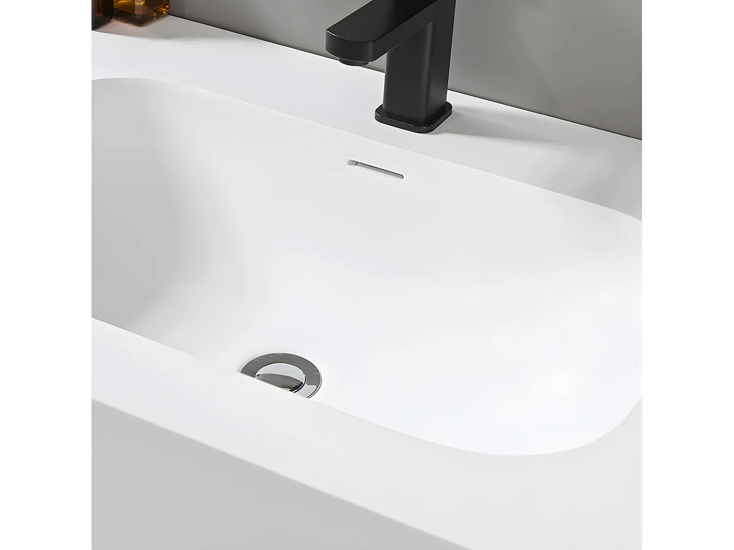 LuxuryBain - Meuble de salle de bain double vasque 140cm en Corian blanc avec miroir led