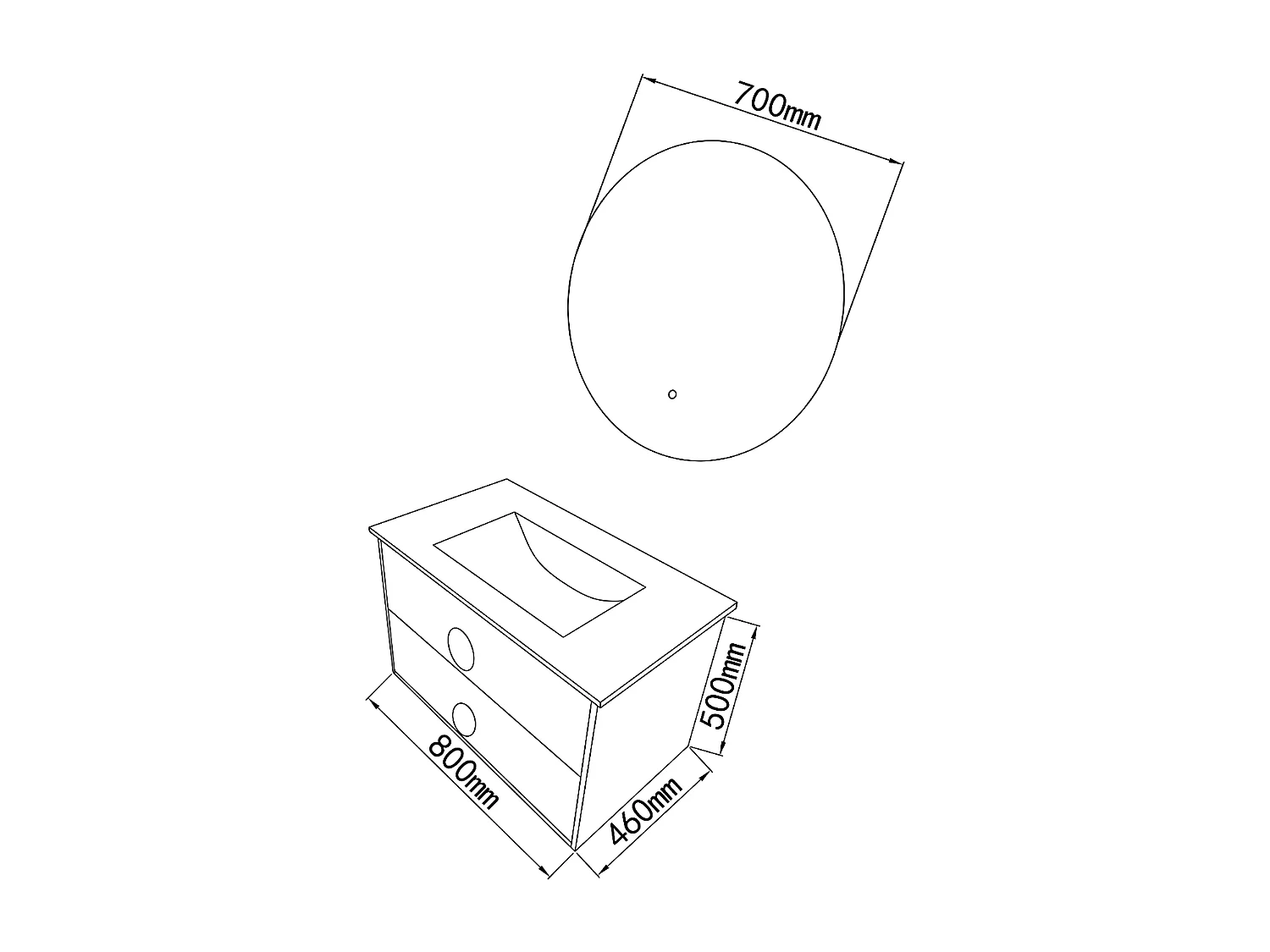 LuxuryBain - Meuble de salle de bain simple vasque 80cm bois et vert avec miroir led