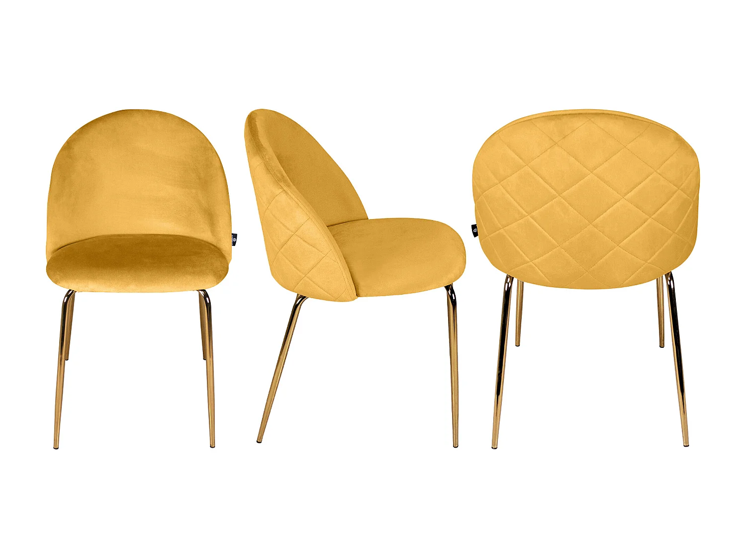 Sedia da pranzo imbottita in velluto giallo senape mod. Nicole (2pz)