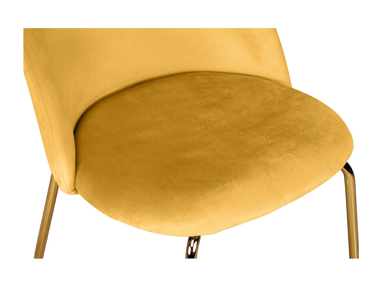 Sedia da pranzo imbottita in velluto giallo senape piede metallo dorato - Nicole (2pz)