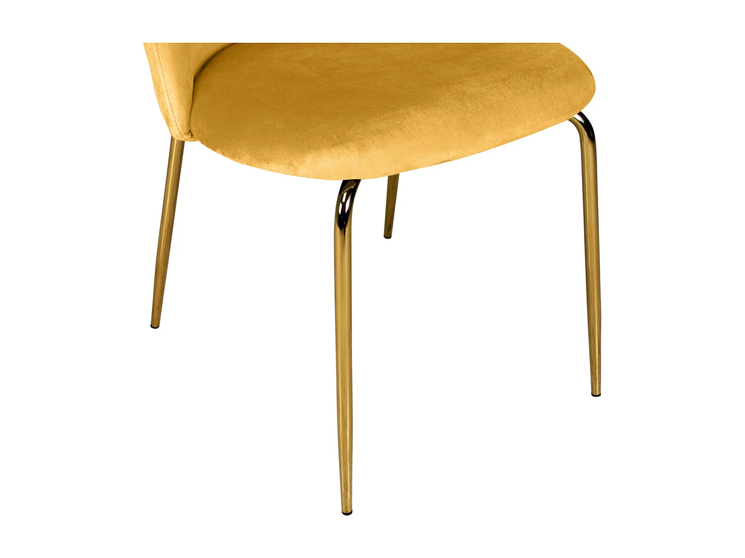 Sedia da pranzo imbottita in velluto giallo senape piede metallo dorato - Nicole (2pz)
