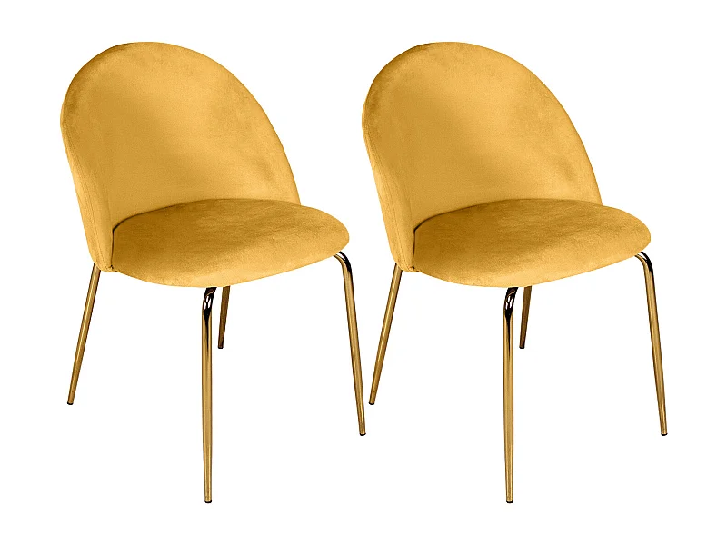 Sedia da pranzo imbottita in velluto giallo senape mod. Nicole (2pz)