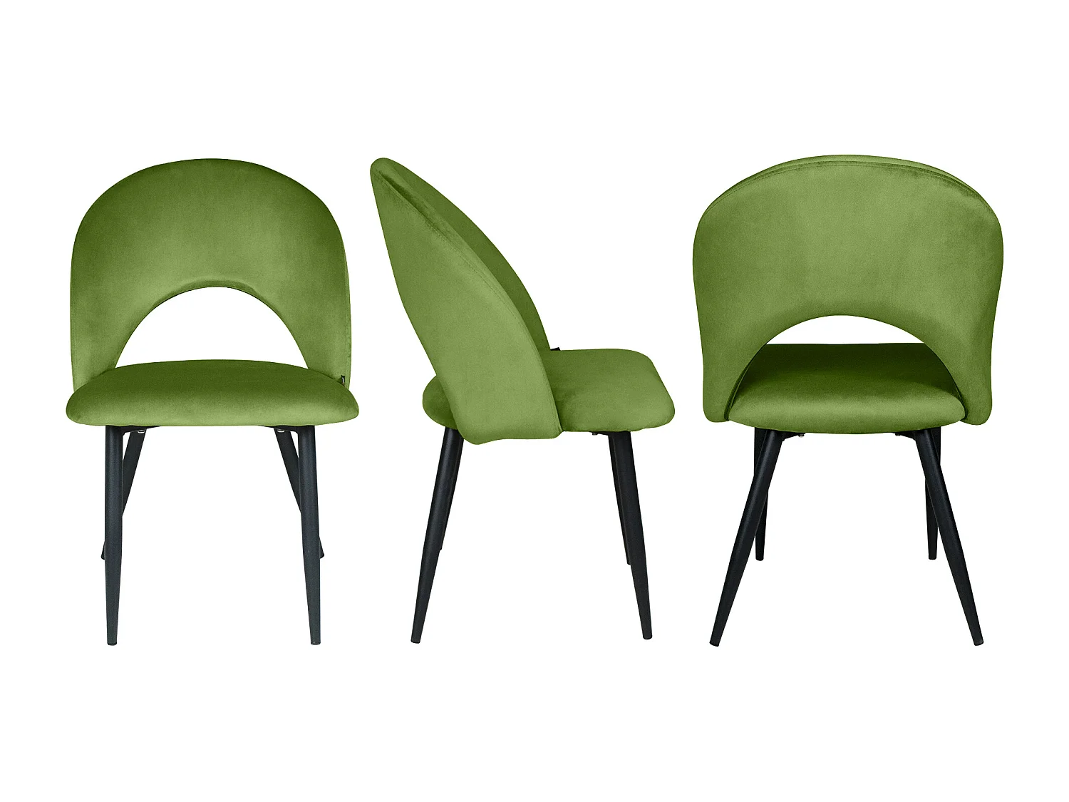 Sedia da pranzo imbottita in velluto verde pistacchio mod. Zoe (2pz)