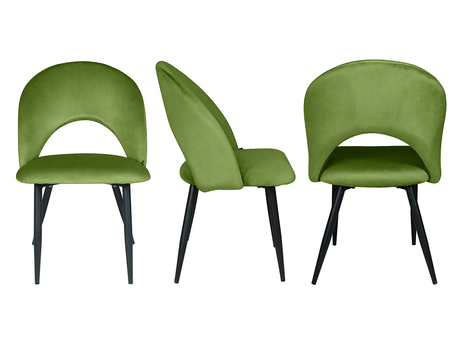 Sedia da pranzo imbottita in velluto verde pistacchio mod. Zoe (2pz)