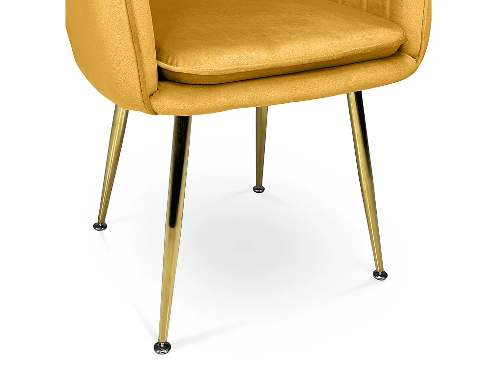 Sedia da pranzo in velluto giallo senape poltroncina vintage mod. Celine