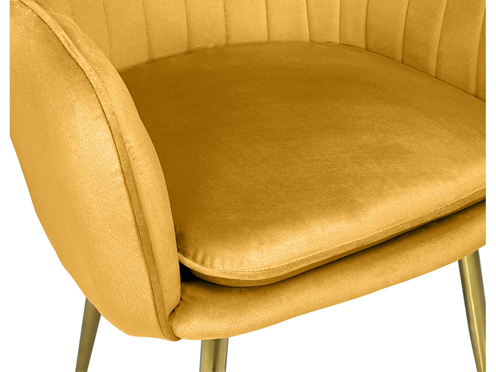 Sedia da pranzo in velluto giallo senape poltroncina vintage mod. Celine