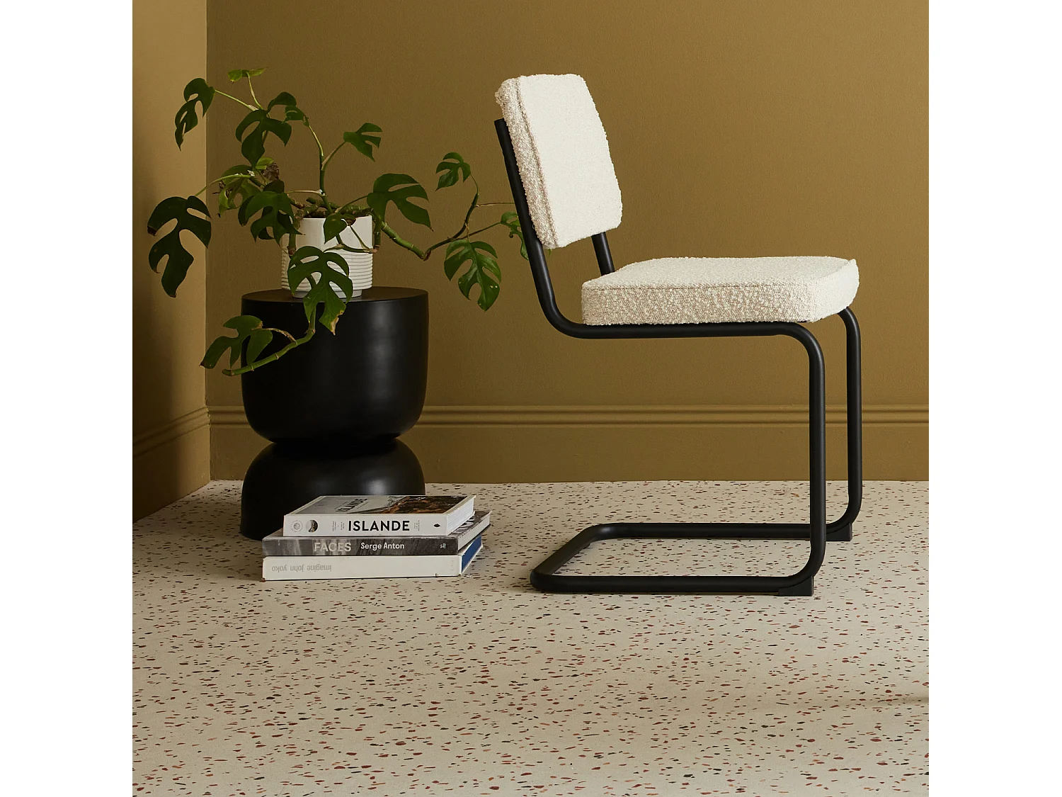 Mesa auxiliar, rincón de sofá, mesita metal ø32 x h42cm negro