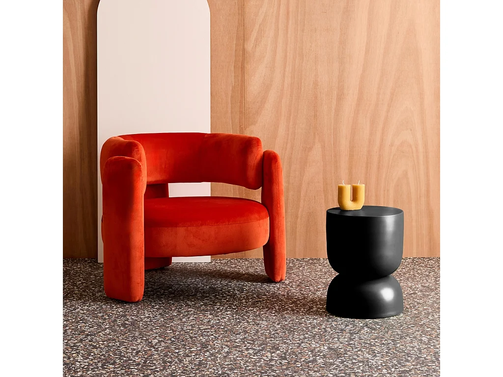 Tavolino, lato divano, comodino metallo, 42cm, nero