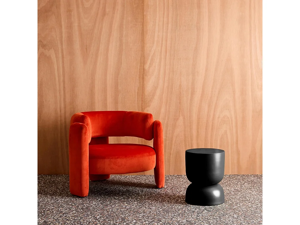 Tavolino, lato divano, comodino metallo, 42cm, nero