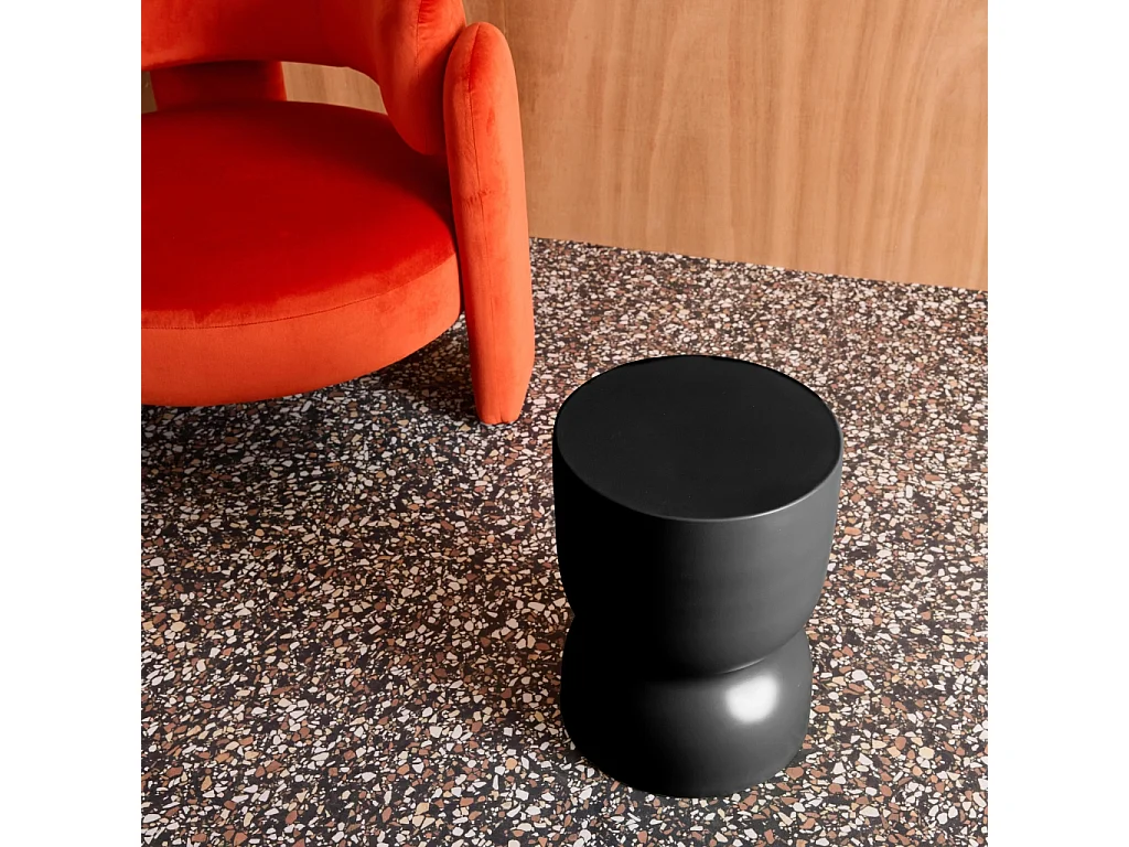 Tavolino, lato divano, comodino metallo, 42cm, nero