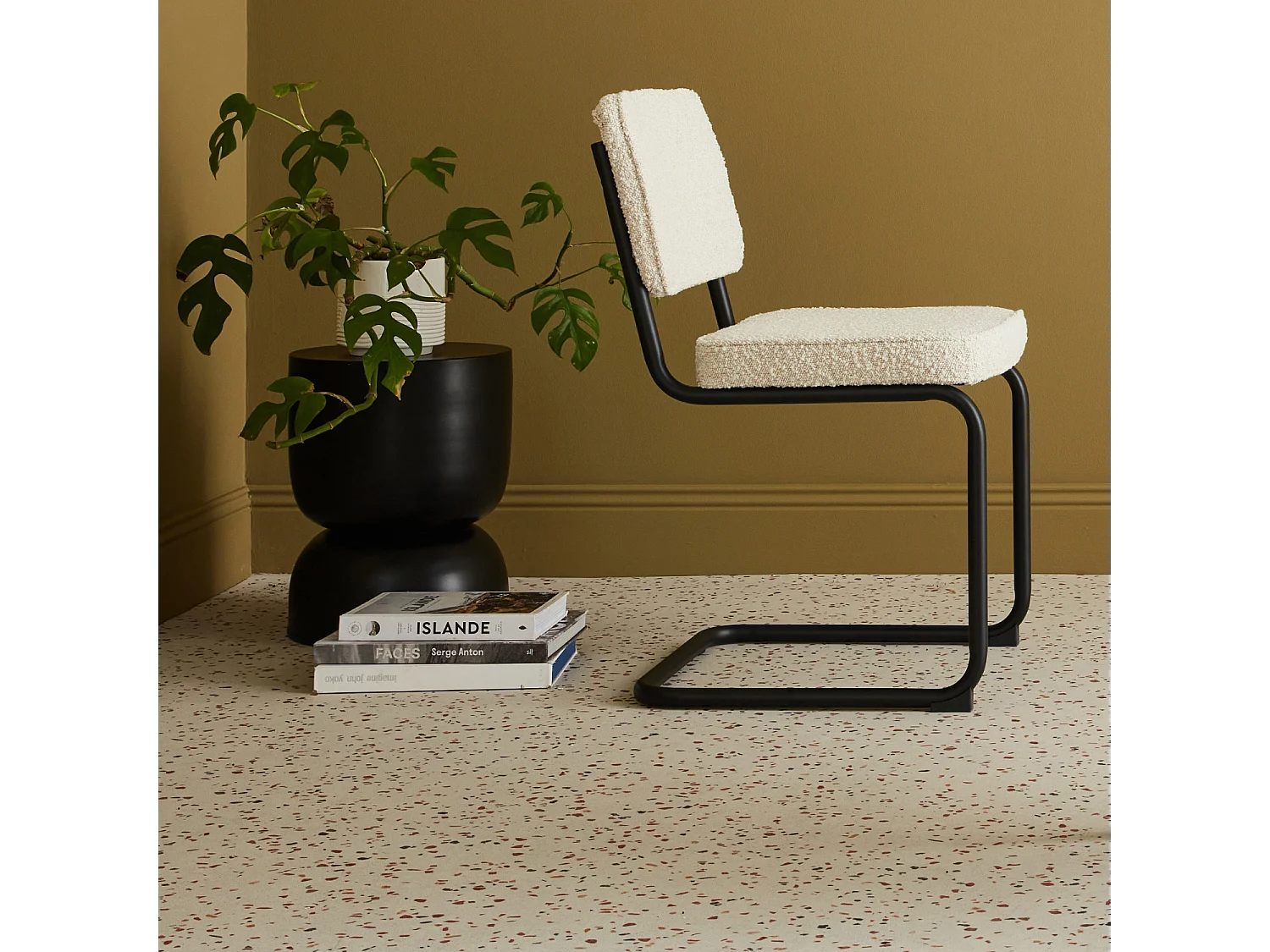 Tavolino, lato divano, comodino metallo, 42cm, nero