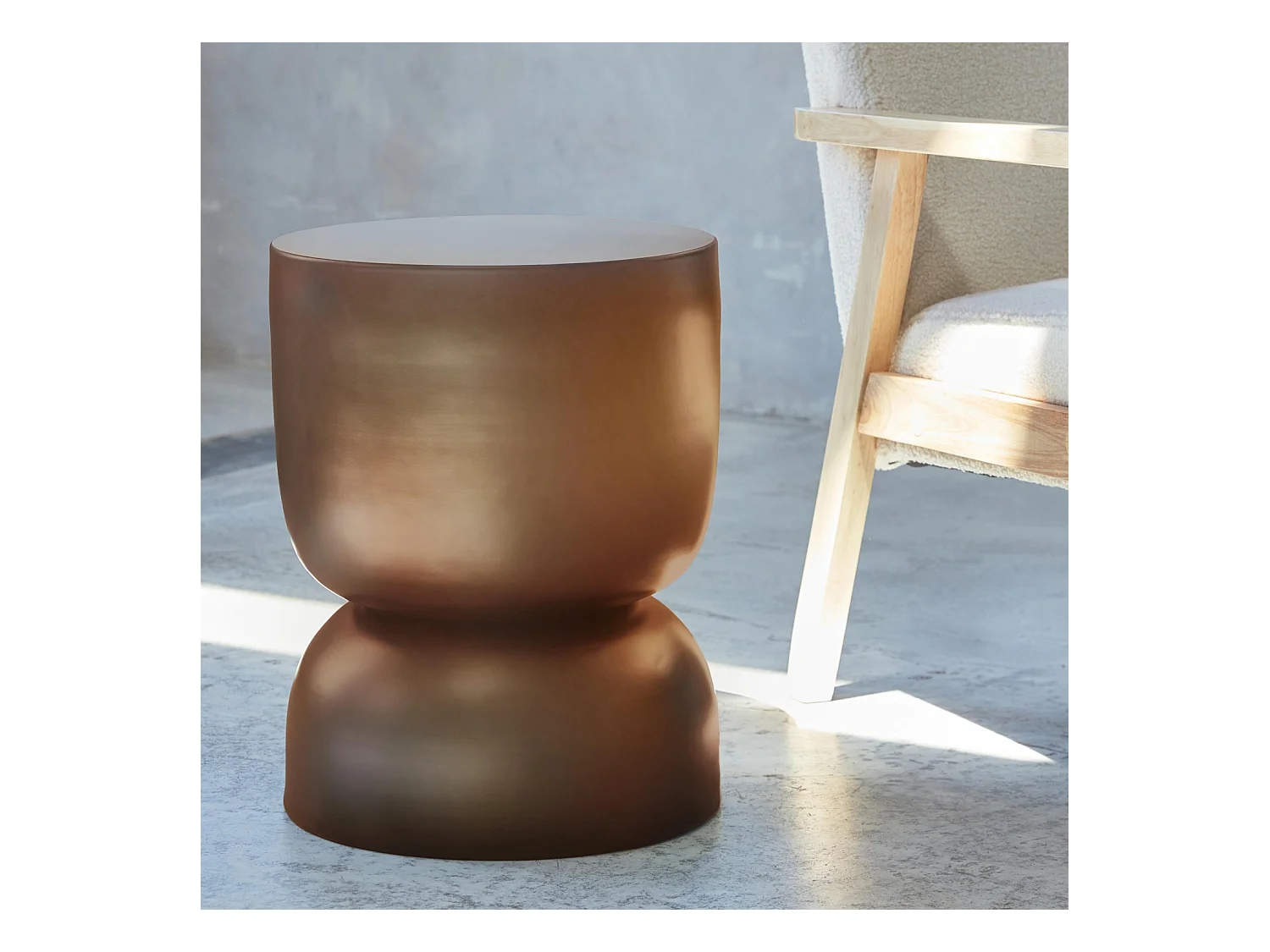 Mesa auxiliar, rincón de sofá, mesita metal ø32 x h42cm terracotta