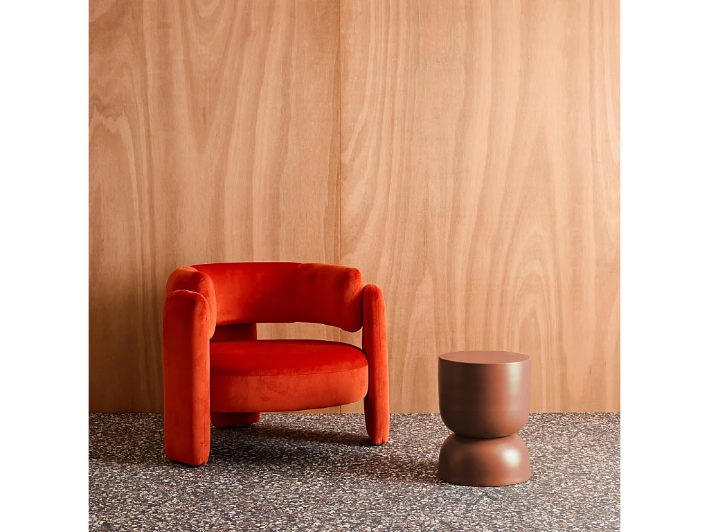 Mesa auxiliar, rincón de sofá, mesita metal ø32 x h42cm terracotta