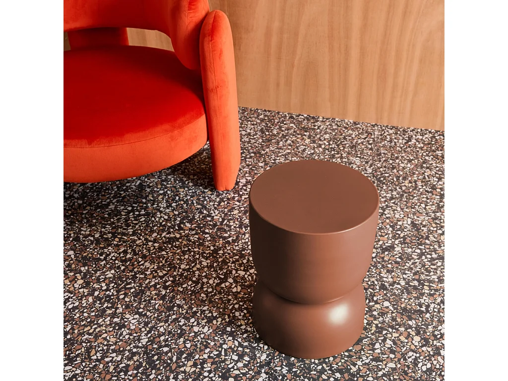 Mesa auxiliar, rincón de sofá, mesita metal ø32 x h42cm terracotta