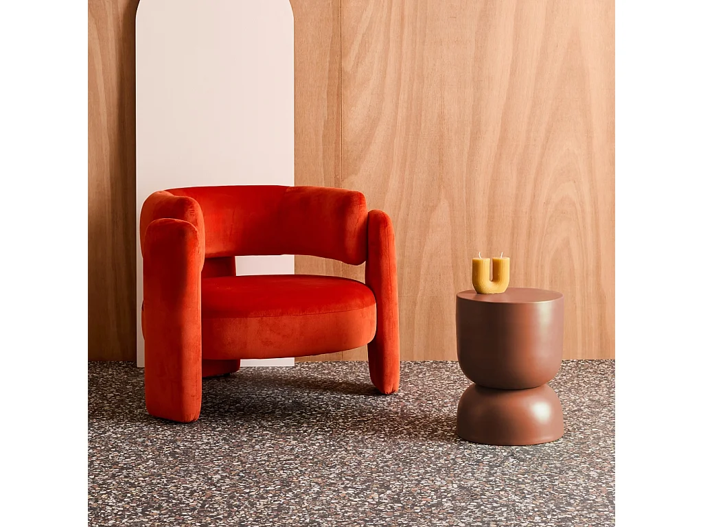 Mesa auxiliar, rincón de sofá, mesita metal ø32 x h42cm terracota