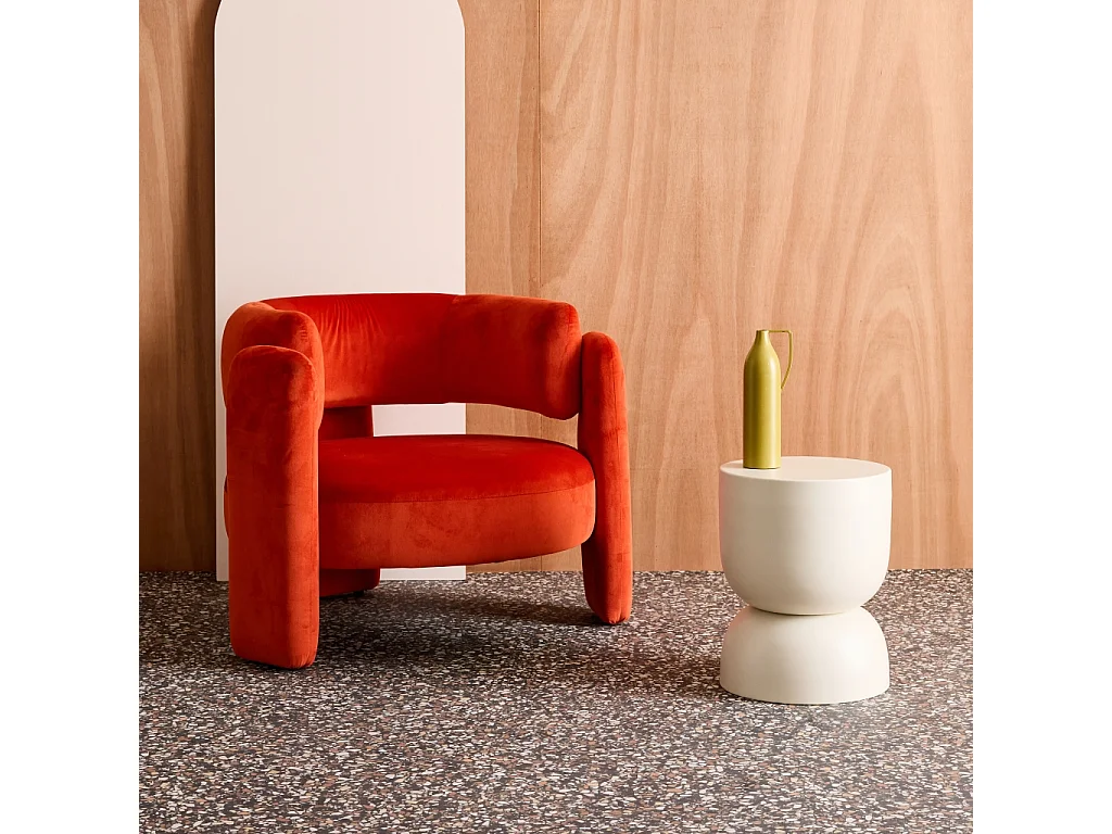 Mesa auxiliar, rincón de sofá, mesita metal ø32 x h42cm crema