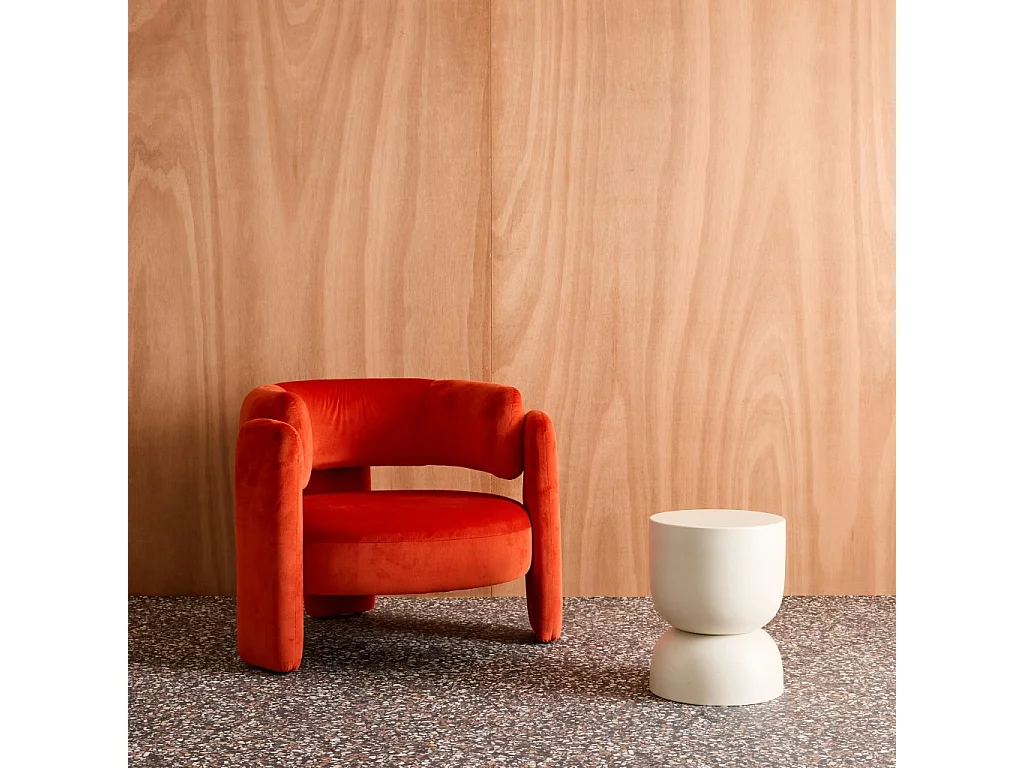 Mesa auxiliar, rincón de sofá, mesita metal ø32 x h42cm crema