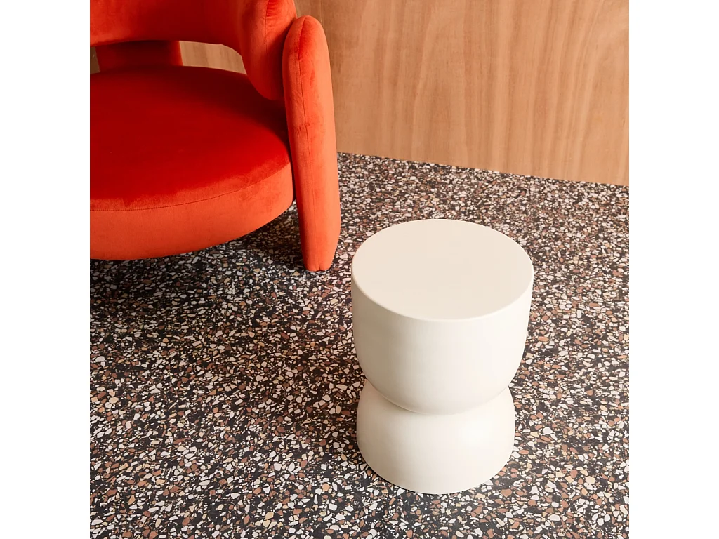 Mesa auxiliar, rincón de sofá, mesita metal ø32 x h42cm crema