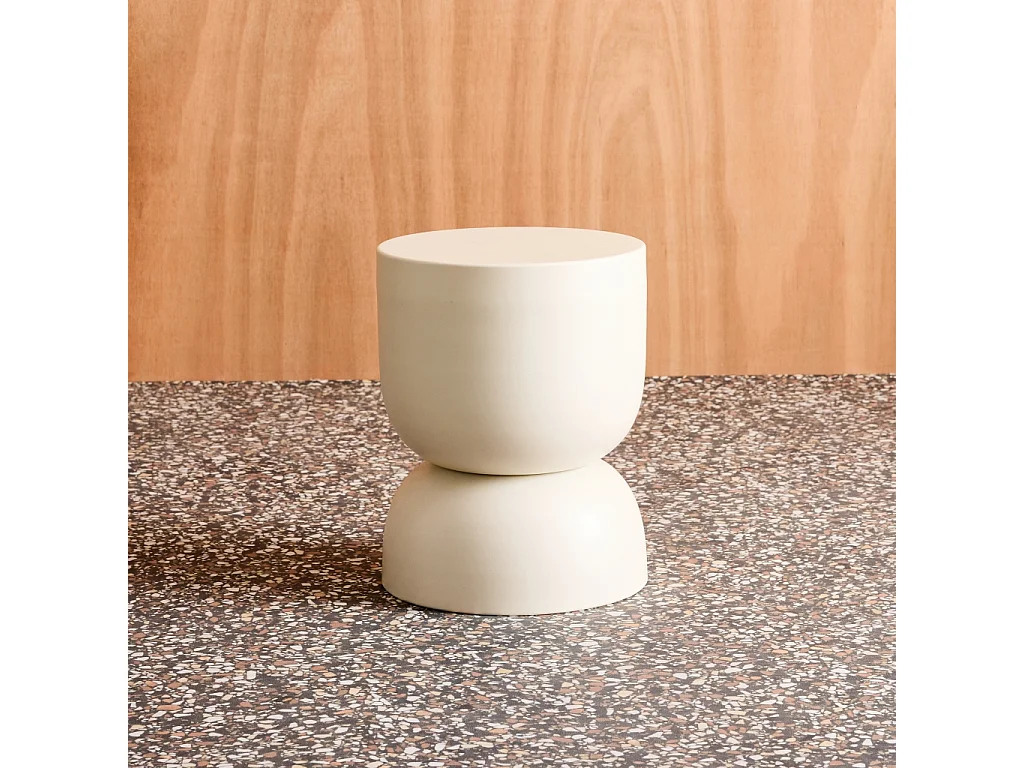 Tavolino, lato divano, comodino metallo, 42cm, crema