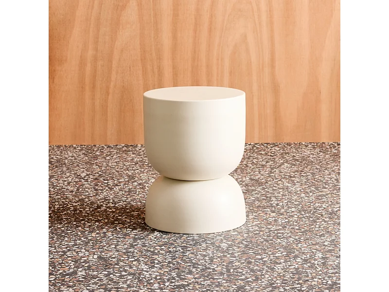 Tavolino, lato divano, comodino metallo, 42cm, crema