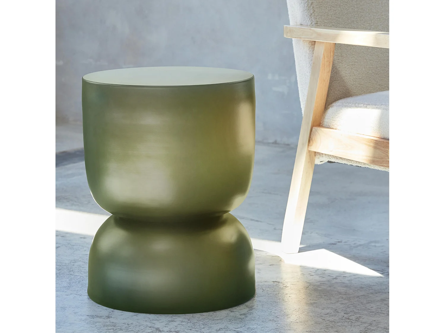 Mesa auxiliar, rincón de sofá, mesita metal ø32 x h42cm verde