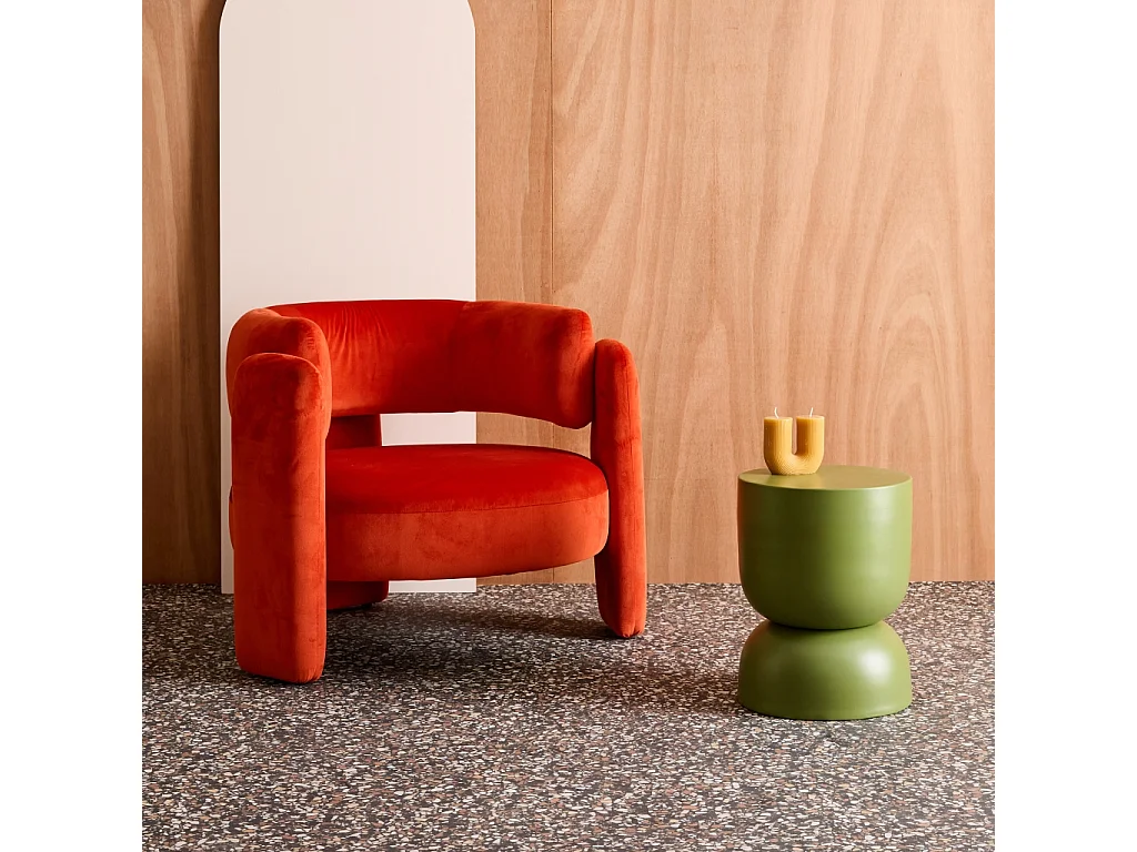 Table d'appoint. bout de canapé. table de chevet en métal. vert kaki Madi Ø32 x H 42cm