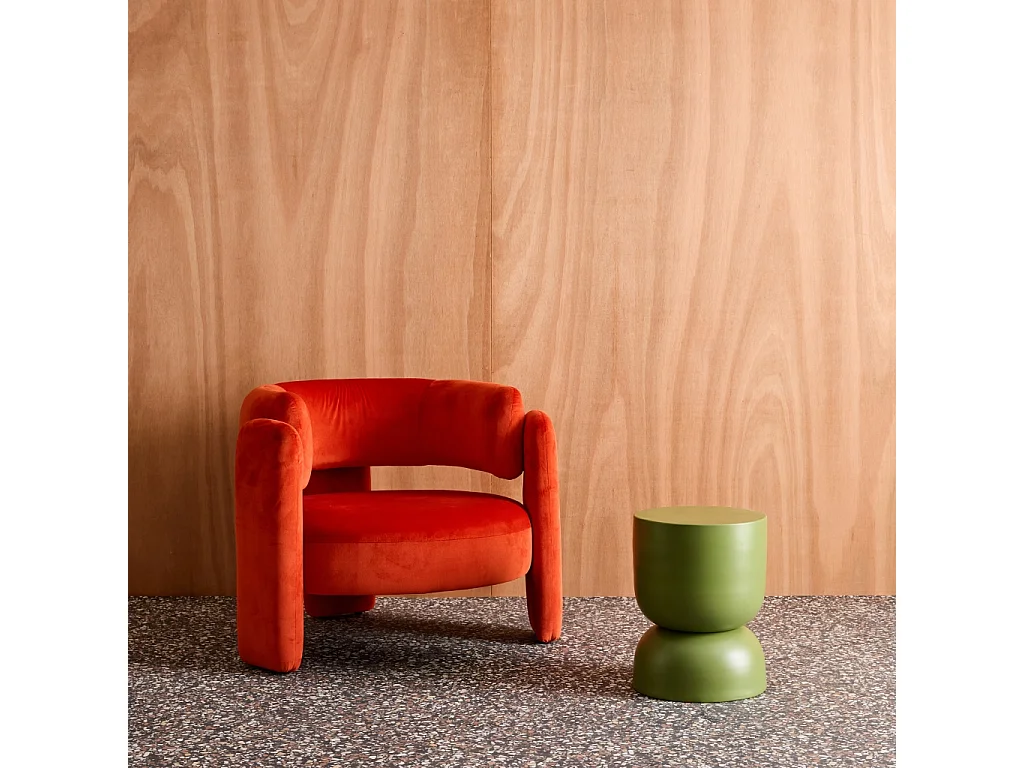 Table d'appoint. bout de canapé. table de chevet en métal. vert kaki Madi Ø32 x H 42cm