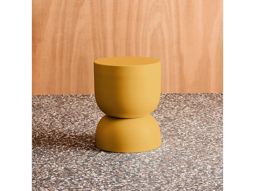 Tavolino, lato divano, comodino metallo, 42cm, mostarda