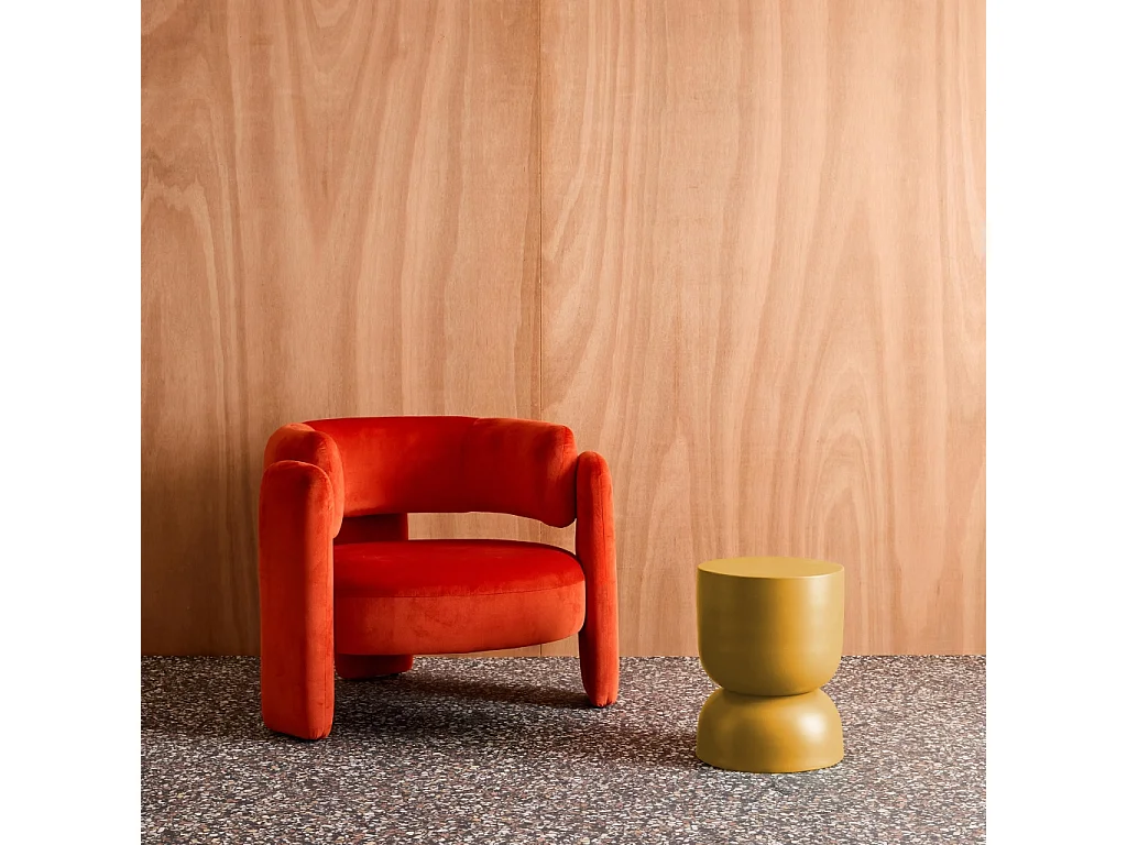 Tavolino, lato divano, comodino metallo, 42cm, mostarda