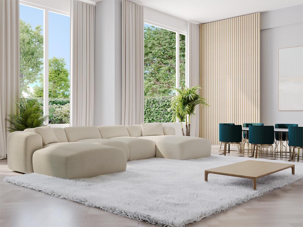 Große Wohnlandschaft - Stoff - Beige - POGNI von Maison Céphy günstig online kaufen