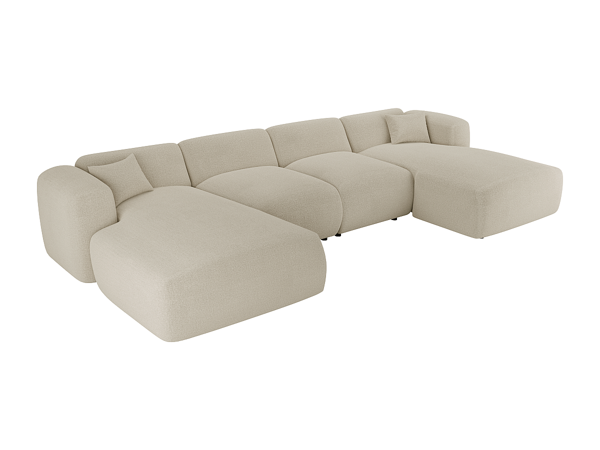 Große Wohnlandschaft - Stoff - Beige - POGNI von Maison Céphy günstig online kaufen