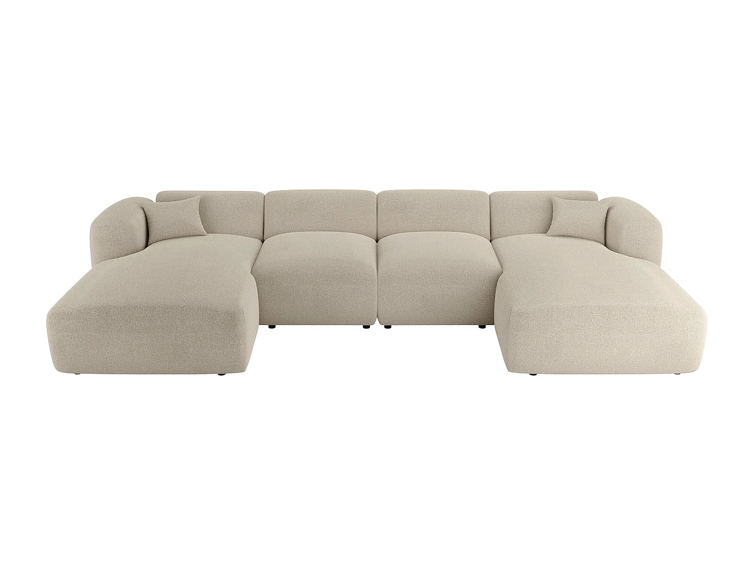 Grand canapé d'angle panoramique en tissu chiné beige POGNI de Maison Céphy