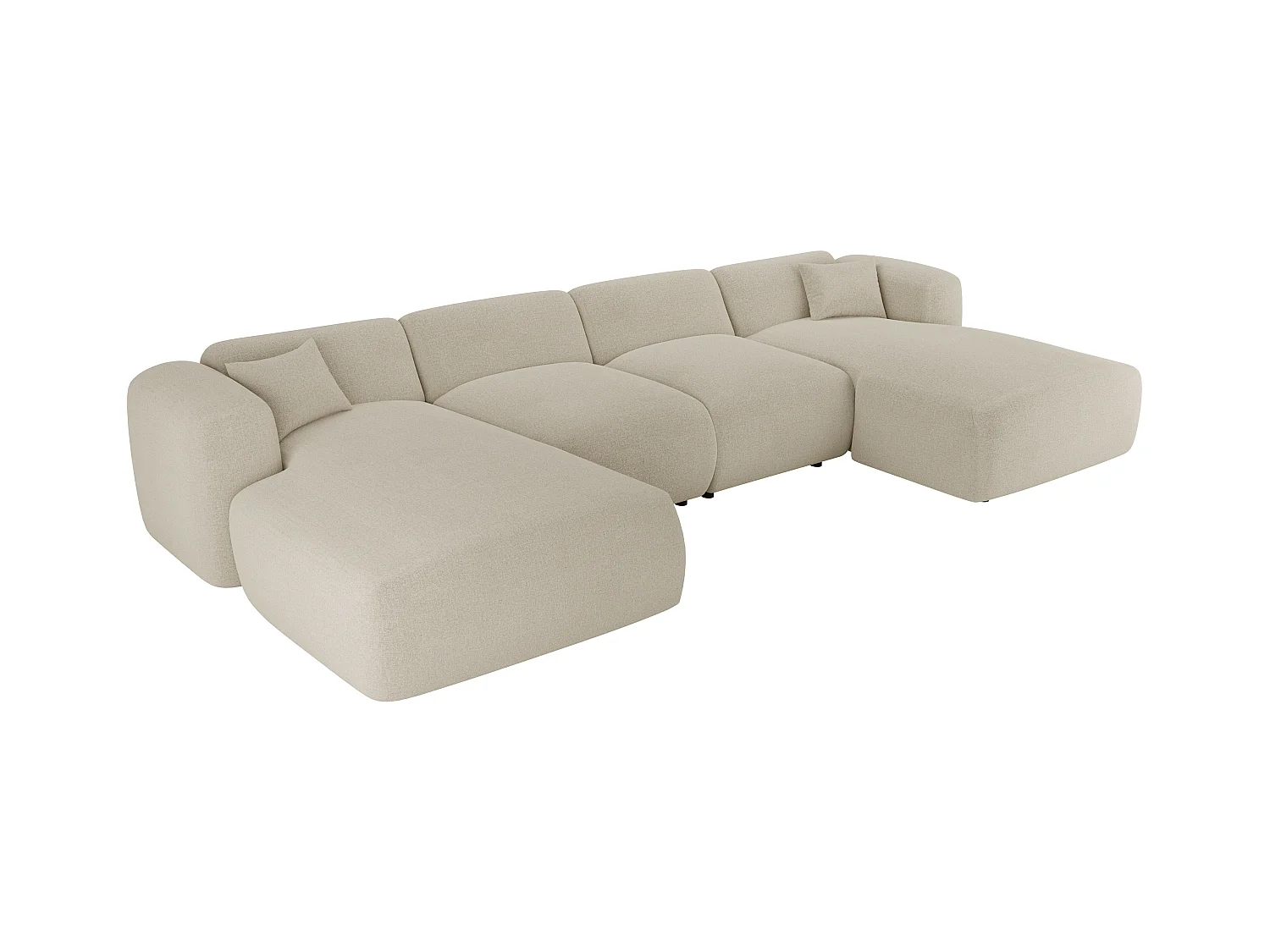 Grote hoekbank van beige stof POGNI van Maison Céphy