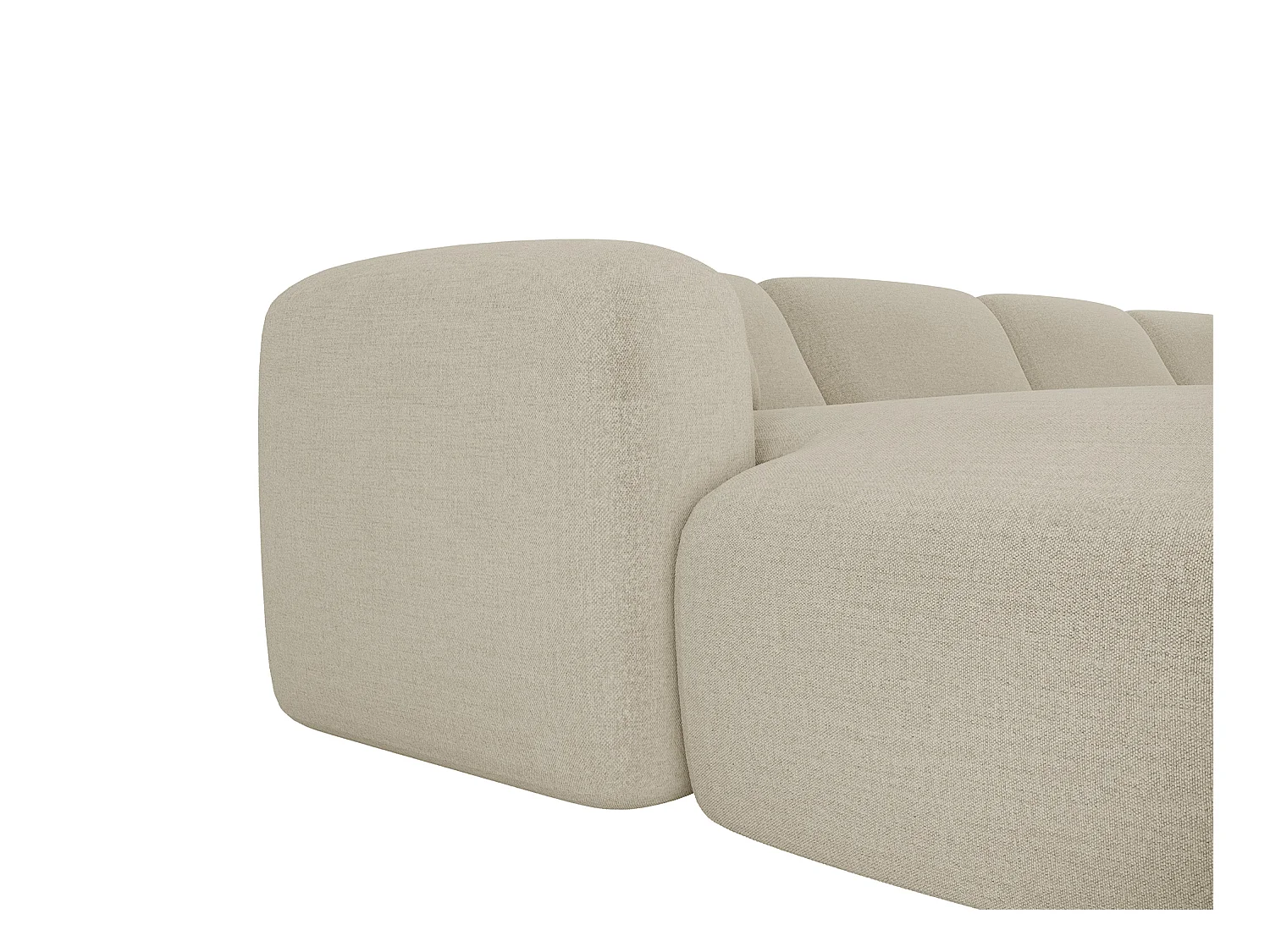 Grote hoekbank van beige stof POGNI van Maison Céphy