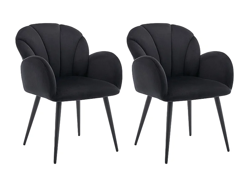 Lot de 2 chaises avec accoudoirs en velours et métal - Noir - LANSENA de Pascal Morabito