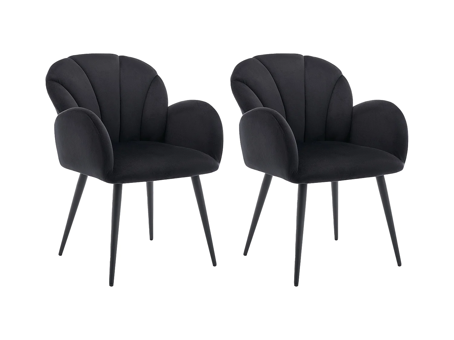 Stuhl mit Armlehnen 2er-Set - Samt & Metall - Schwarz - LANSENA von Pascal Morabito